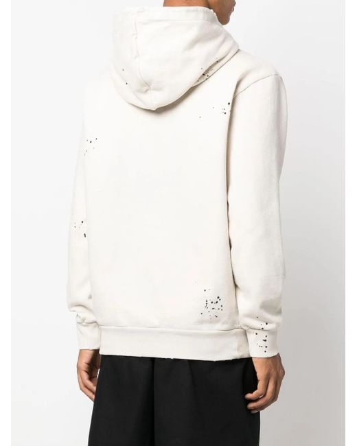 Palm Angels Gray Slogan-print Paint Splatter Hoodie for men