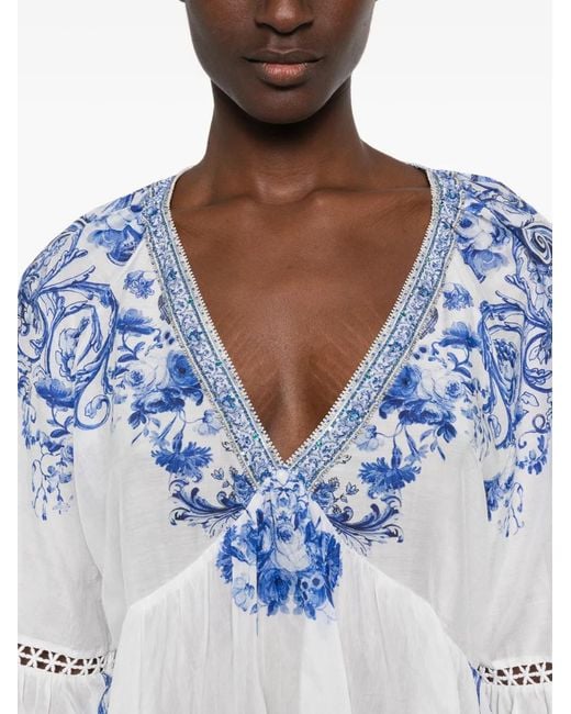 Camilla Blue Blouse À Fleurs Imprimées