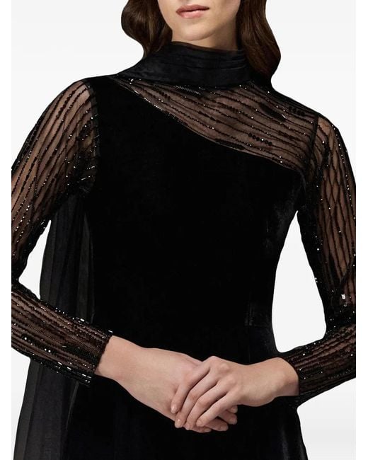 THA SEEN Black Sequin-Embellishment Maxi Dress