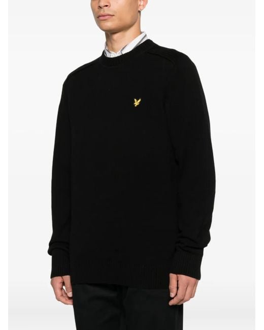 Lyle & Scott Black Ribbed Crewneck Sweater for men