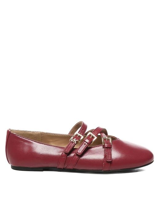 MICHAEL Michael Kors Red Buckled-Straps Ballet Flats