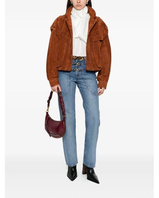 Isabel Marant Blue Buckled Patch-Pocket Jeans