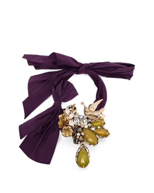 Biyan Blue Crystal-Embellished Bird-Motif Necklace