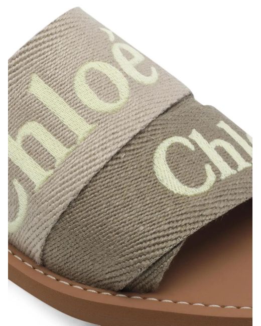 Chloé White Woody Square-Toe Flat Sandals