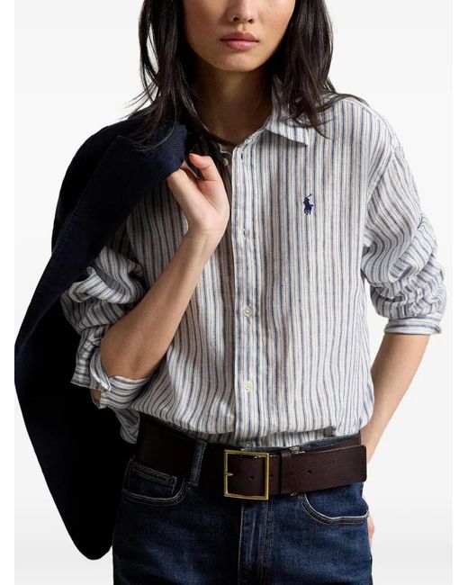 Polo Ralph Lauren Gray Gingham-Pattern Pony-Embroidered Shirt