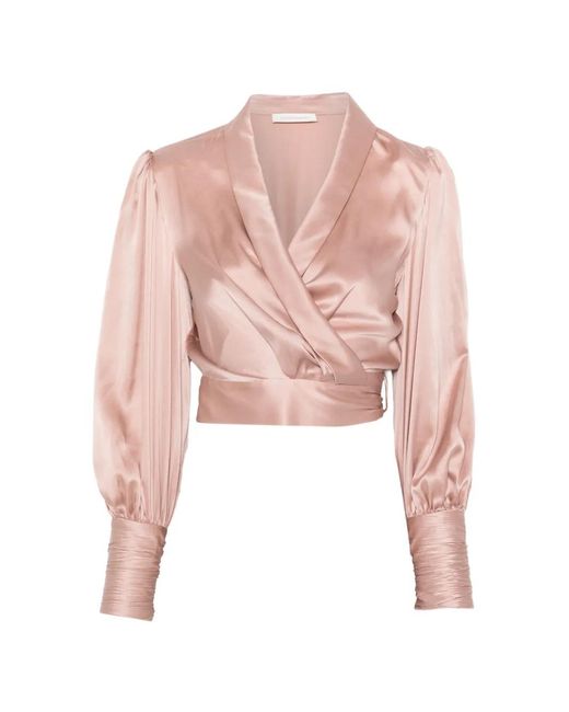 Zimmermann Pink Wrap-Design Blouse