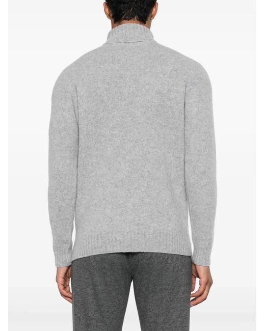 Drumohr Gray Roll-Neck Lambs Wool Jumper for men