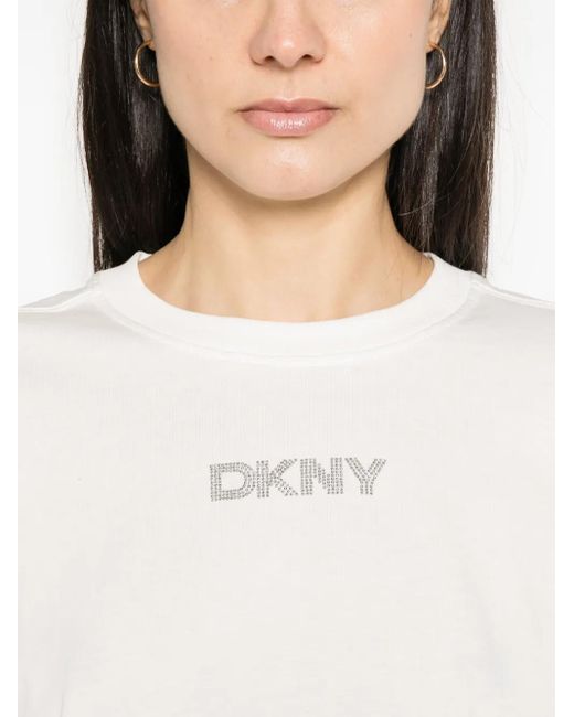 DKNY White Rhinestone Logo T-Shirt
