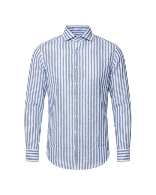 BASTONCINO Blue Vertical-Stripe Long-Sleeve Shirt for men