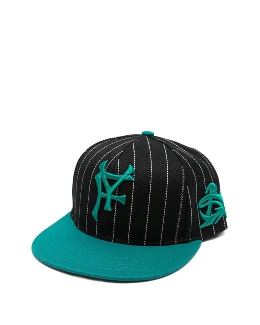 PDF Green Pinstripe Embroidered Baseball Cap for men