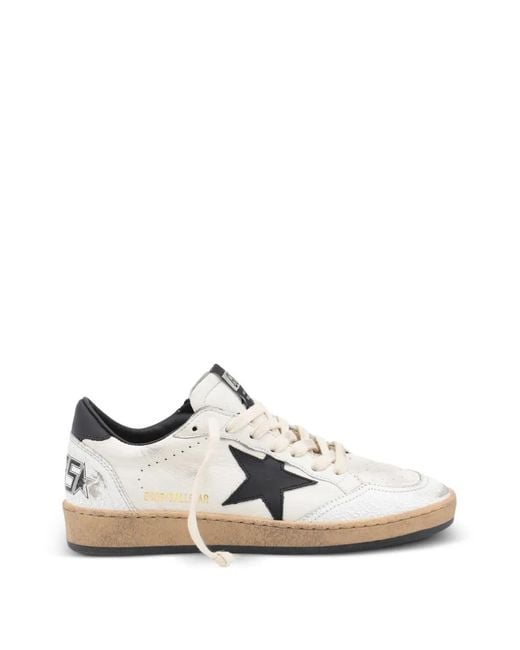 Golden Goose Deluxe Brand White Baskets Ball Star En Nappa Avec Étoile Noire Et Talon Noir