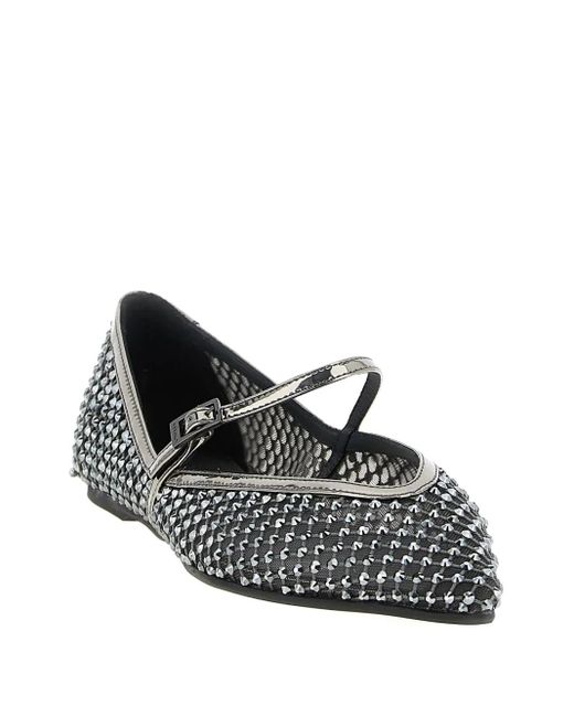 Le Silla Gray Gilda Crystal-Embellished Ballet Flats