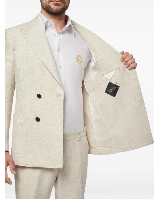 Billionaire White Statement Double-Breasted Blazer for men