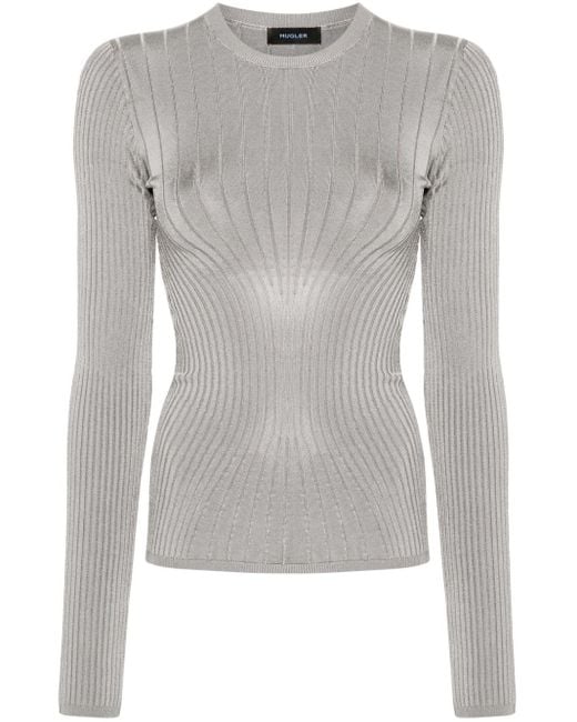 Mugler Gray Knit Top