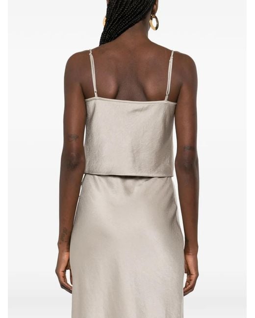 Nanushka Gray Fringe-Detail Sleeveless Top