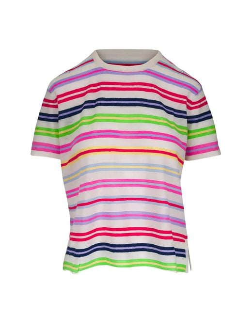 Majestic Filatures Pink Striped Cashmere T-Shirt