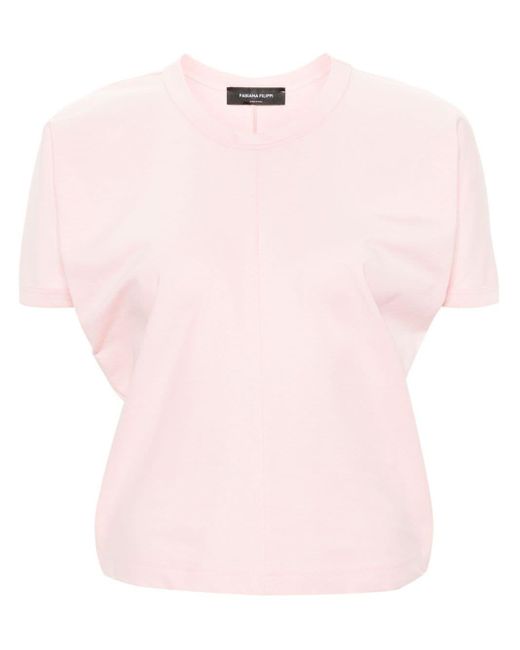 Fabiana Filippi Pink Fledermaus-T-Shirt aus Baumwolle