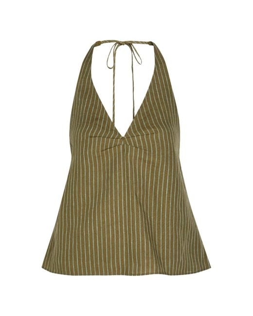 Staud Green Corso Linen Top