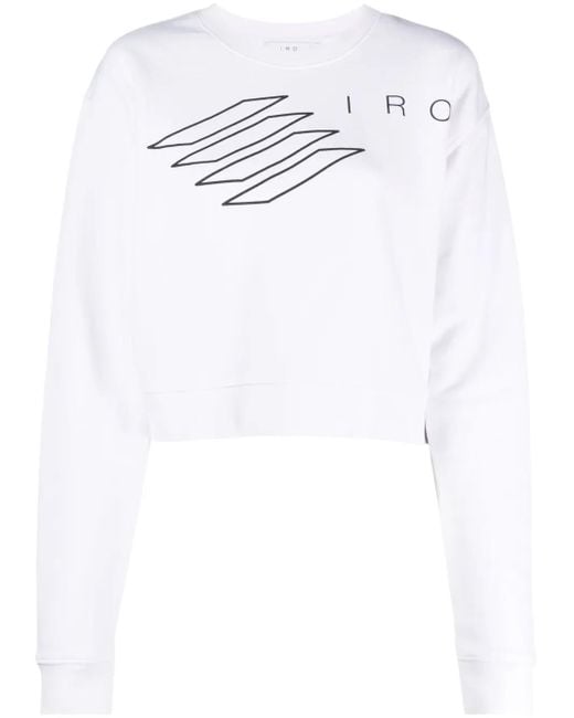 IRO White Romel Logo-Print Cropped Sweatshirt