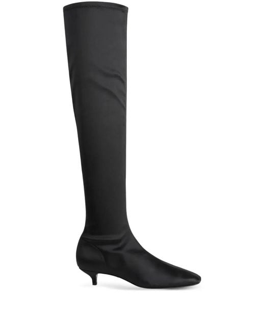 Totême Black 40Mm Satin Knee-High Boots