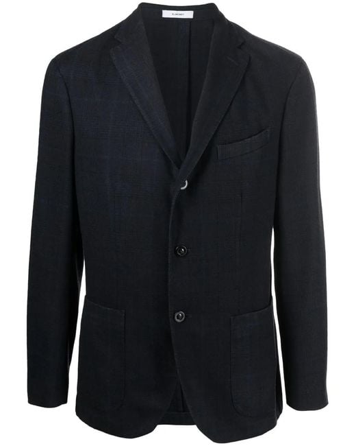 Boglioli Blue Single-Breasted Wool Blazer for men