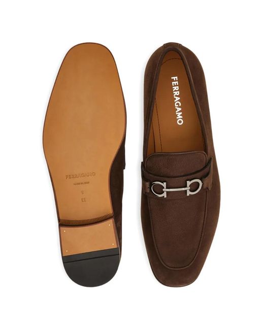 Ferragamo Brown Moccasin With Gancini Ornament for men