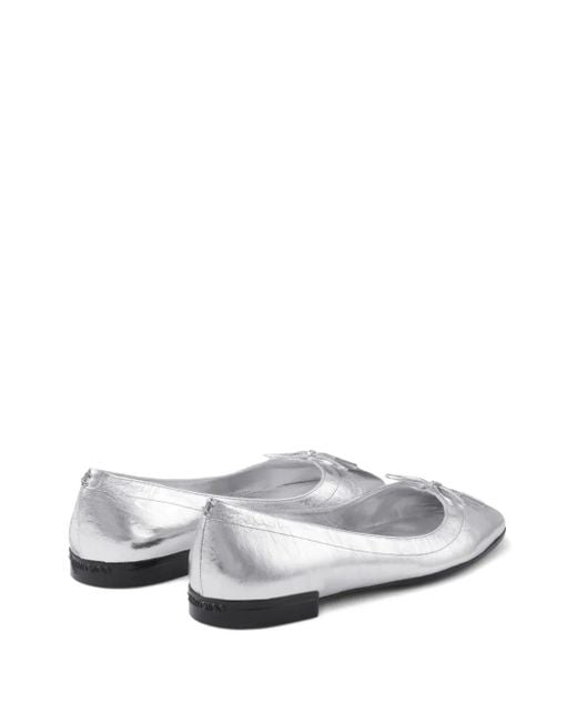 Jimmy Choo White Scarlett Lace-Up Bow Ballerina Flats