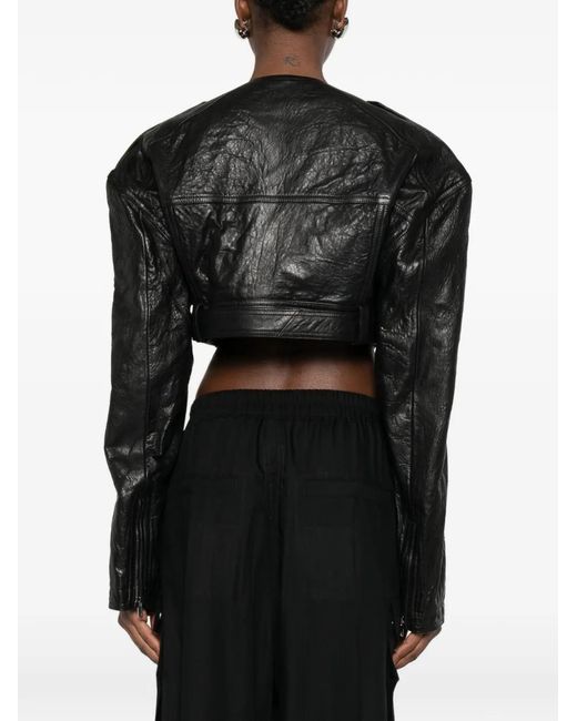 Chaqueta Micro Biker Con Cinturón Rick Owens de color Black