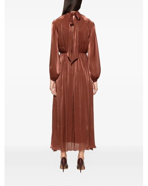 PHILIA LOFT Brown Pleated Midi Dress