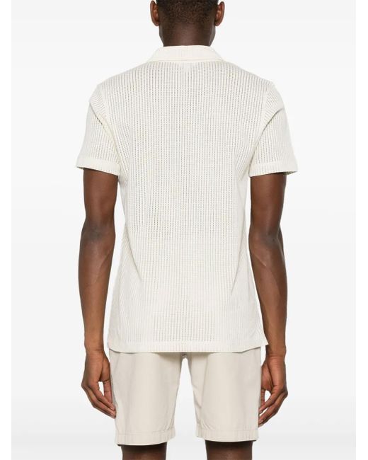 Sunspel White Linear Mesh Design Polo Shirt for men