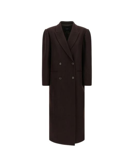 Twinset Black Double-Breasted Puff-Sleeve Coat