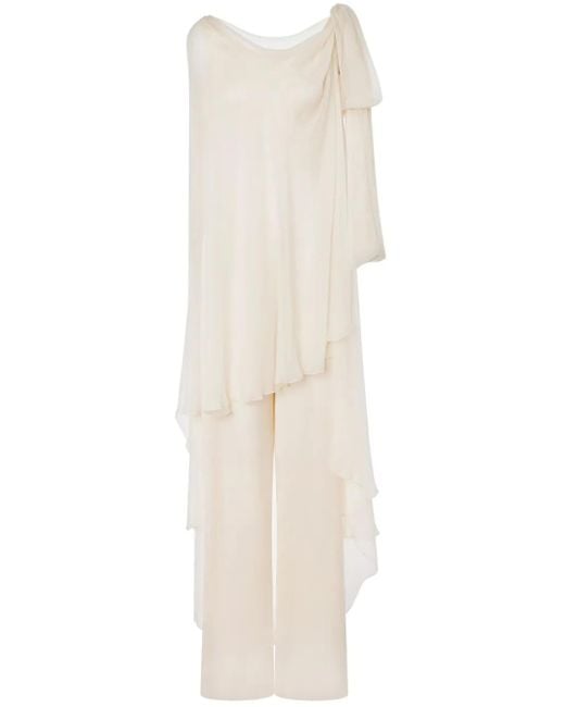 Alberta Ferretti White Ivory Satin Jumpsuit