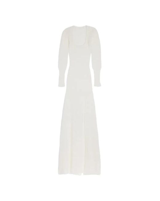 Jacquemus White Dao Long-Sleeve Cutout-Detail Maxi Dress