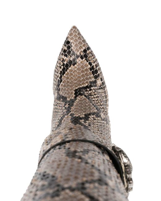 Roberto Cavalli White Python-embossed Leather Boots