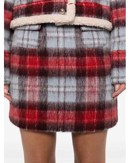 N°21 Red Flap-Pocket Checked Mini Skirt