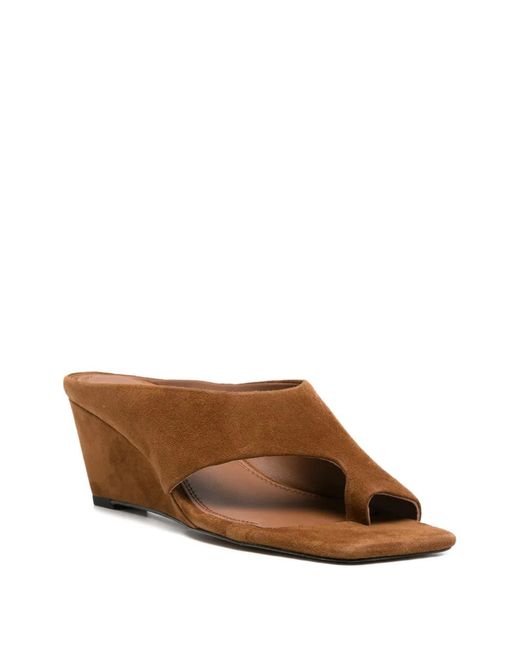 Sandro Brown Square-Toe Suede Sandals