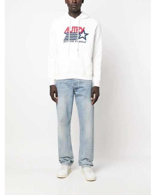 Autry White Drawstring Hoodie for men