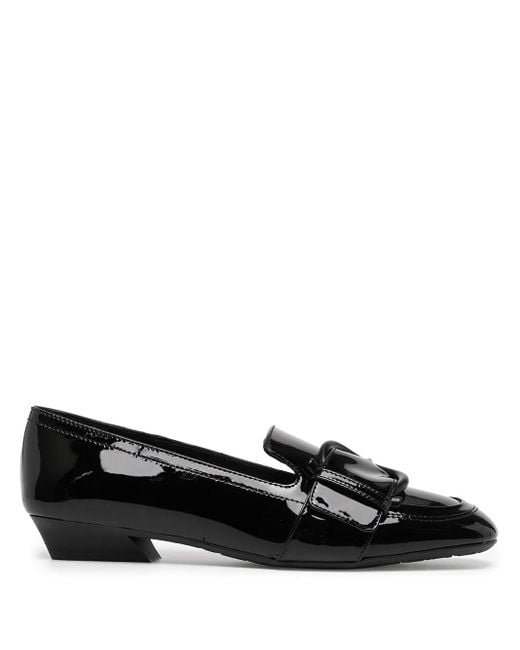 Ferragamo Black Buckle-Detail Leather Loafers