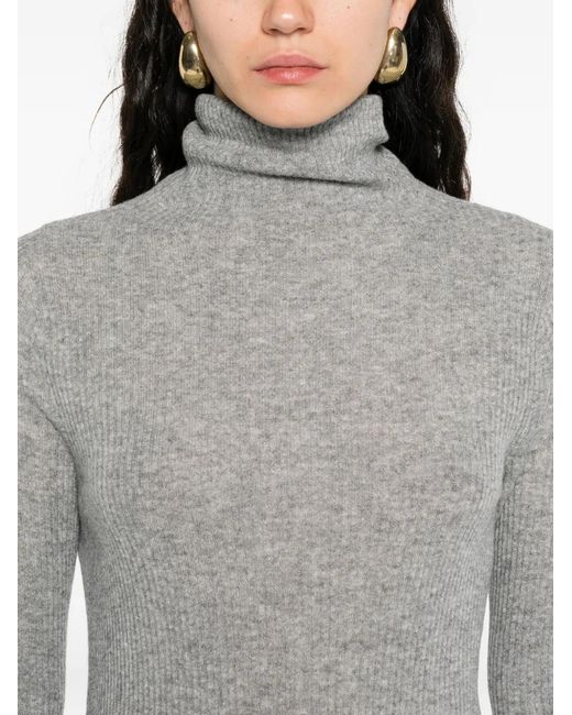 Fabiana Filippi Gray Ribbed Turtleneck Sweater