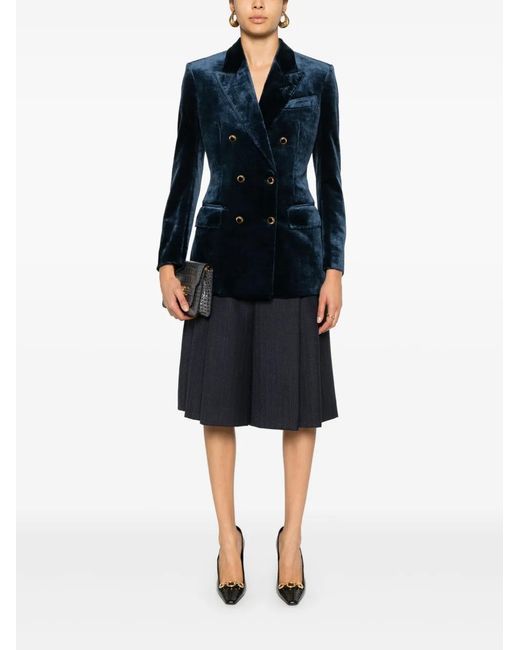 Tom Ford Blue Double-Breasted Blazer