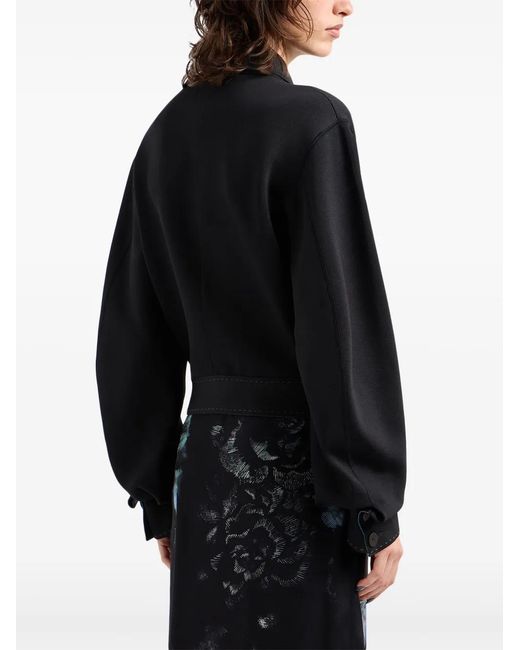 Giorgio Armani Black Buttoned-Up Contrasting Jacket