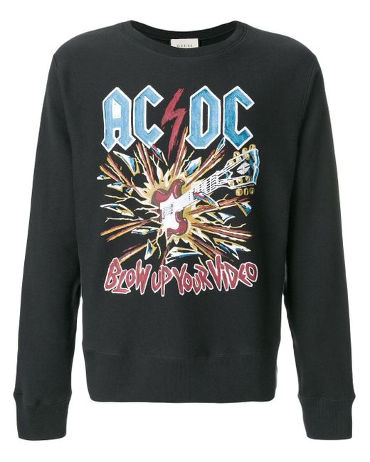 Gucci Black Ac/dc Print Sweater for men