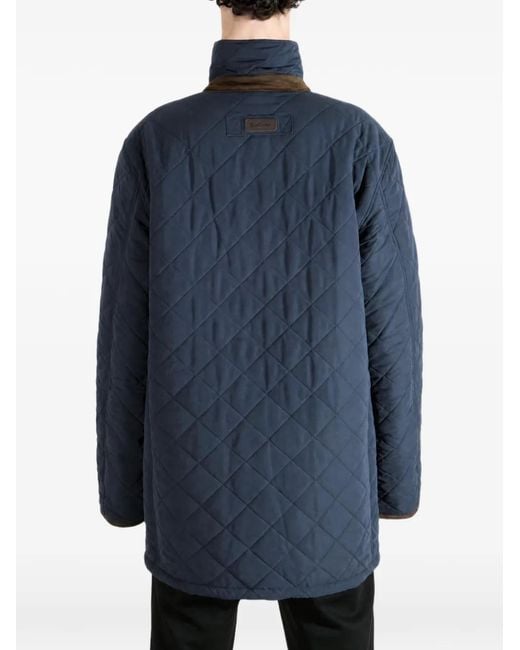 Barbour Blue Thursby Quilted Corduroy-Collar Jacket for men