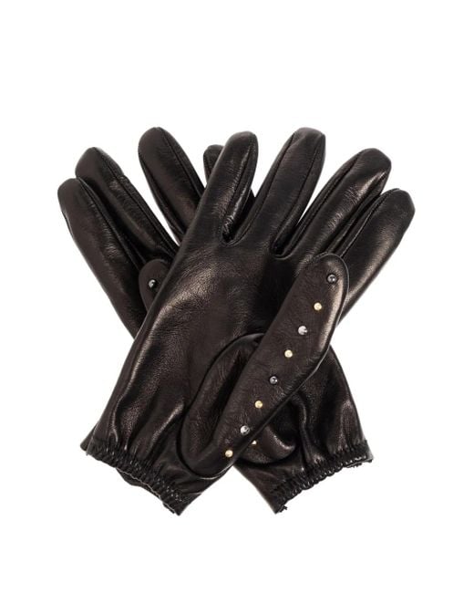 Versace Black Studded Leather Gloves