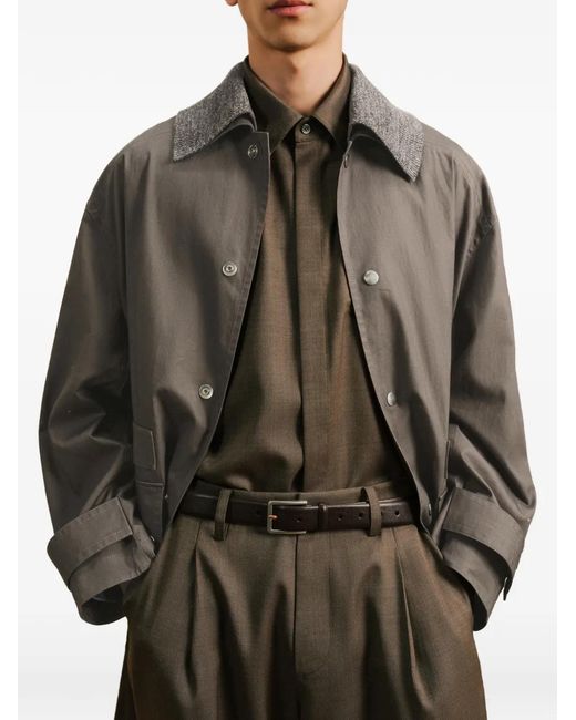 CROQUIS Gray Belted Trench Coat for men