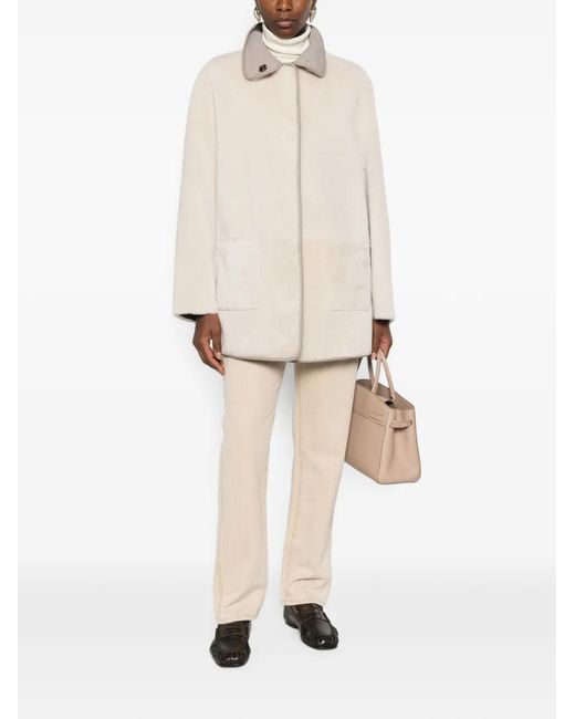 Simonetta Ravizza White Reversible Shearling Coat