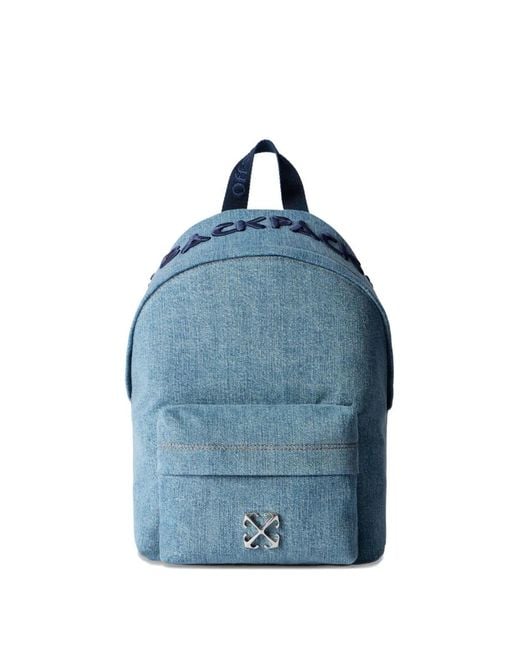 Off-White c/o Virgil Abloh Blue Jitney Quote Denim Backpack