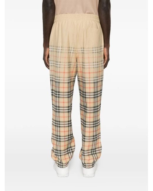 Burberry White Check-Pattern Track Pants for men