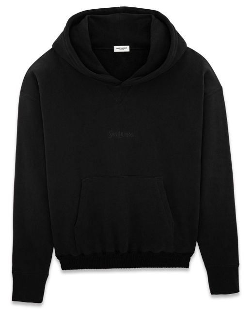 Hoodie en coton biologique à logo brodé Saint Laurent pour homme en coloris Black