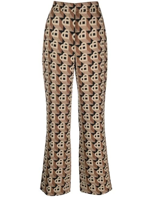 Casablanca Brown Heart-Jacquard Virgin-Wool Trousers